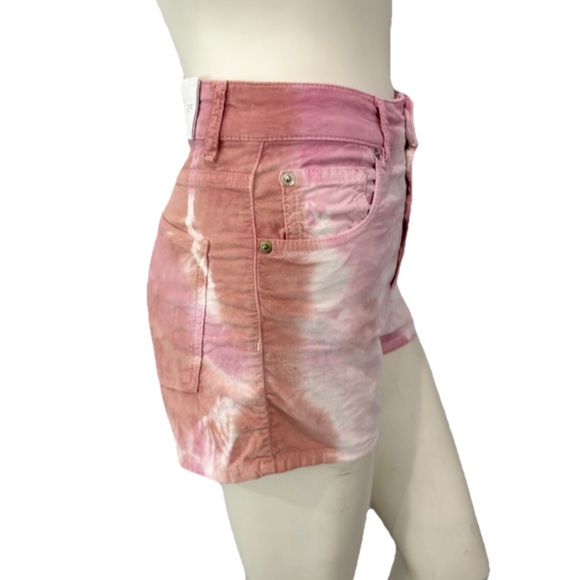IRO INARZO Pink Tie-Dye Button Fly High Rise Shorts Women’s 26 Cotton Stretch - Picture 2 of 11